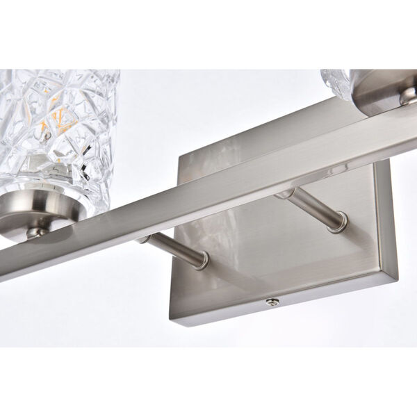 Cassie Satin Nickel and Clear Shade Two-Light Bath Vanity, image 4
