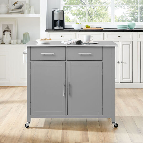 Savannah Gray 42-Inch Stainless Steel Top Kitchen Cart, image 5