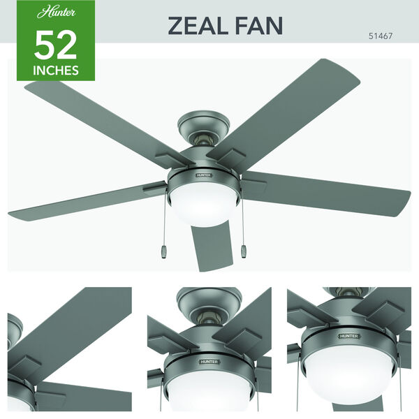 Zeal Matte Silver 52-Inch LED Ceiling Fan, image 4