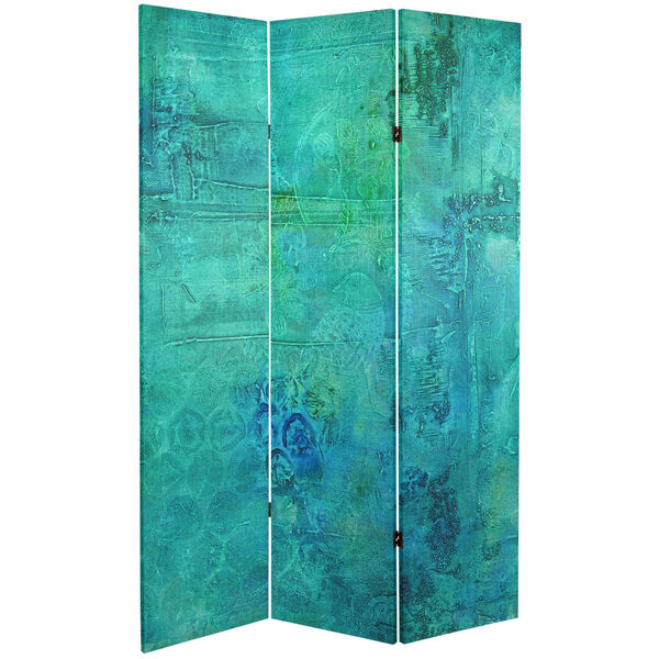 Tall Double Sided Water Bird Blue Canvas Room Divider, image 1