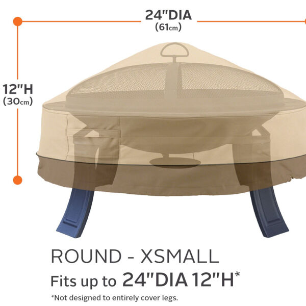 Ash Beige and Brown 24-Inch Full Coverage Round Fire Pit Cover, image 4