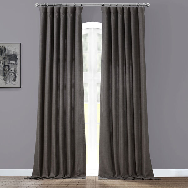 Italian Faux Linen Anchor Gray 50 in W x 108 in H Single Panel Curtain, image 2