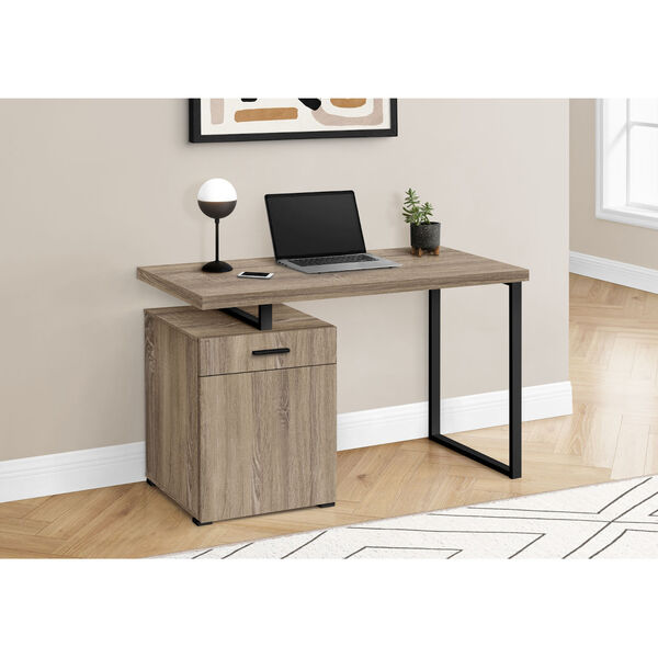Dark Taupe and Black Computer Desk with Storage Unit, image 2