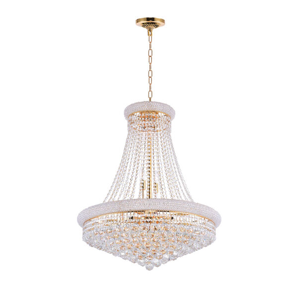 Empire Gold 18-Light Chandelier with K9 Clear Crystal, image 1