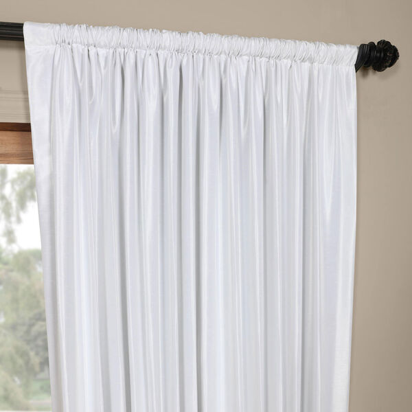 Ice White Double Wide Vintage Textured Faux Dupioni Single Panel Curtain 100 x 96, image 3