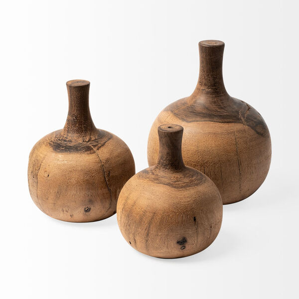 Afra Brown Solid Wood Vase, image 3