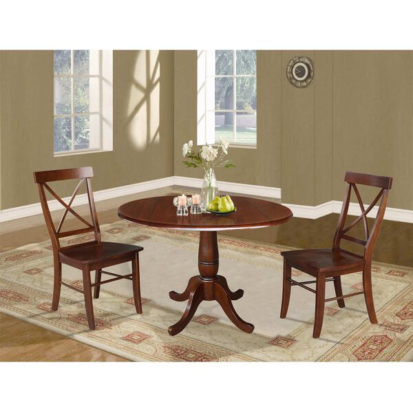 Espresso Round Top Pedestal Table with Chairs, image 3