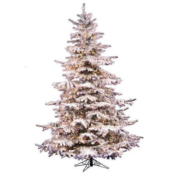 Flocked Sierra Fir 6.5-Foot Christmas Tree w/550 Clear Dura-Lit Lights and 943 Tips, image 1