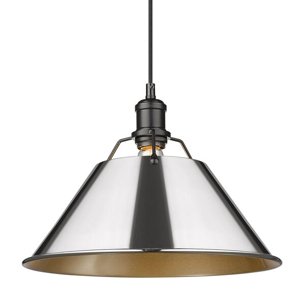 Orwell Matte Black 14-Inch One-Light Pendant with Chrome Shade, image 2