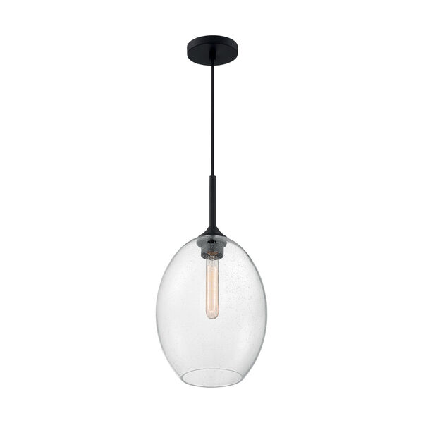 Aria Matte Black 19-Inch One-Light Pendant with Clear Seeded Glass, image 2