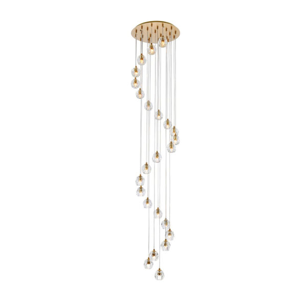 Eren Gold 24-Light Pendant with Royal Cut Clear Crystal, image 1