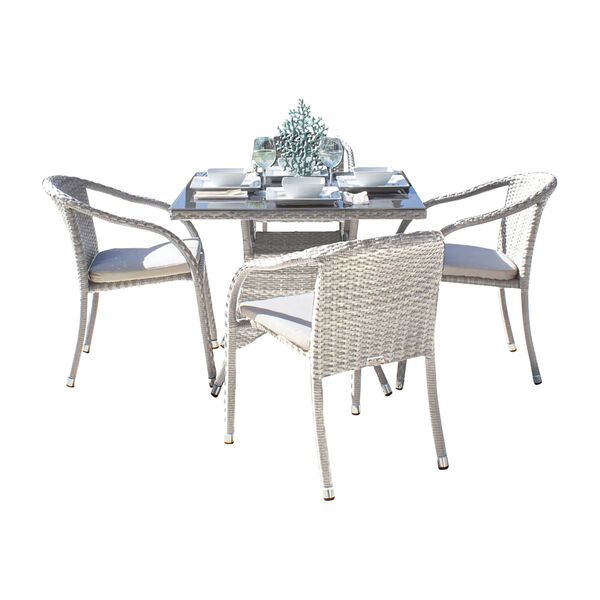 Athens Air Blue Five-Piece Armchair Dining Set with Cushions, image 1