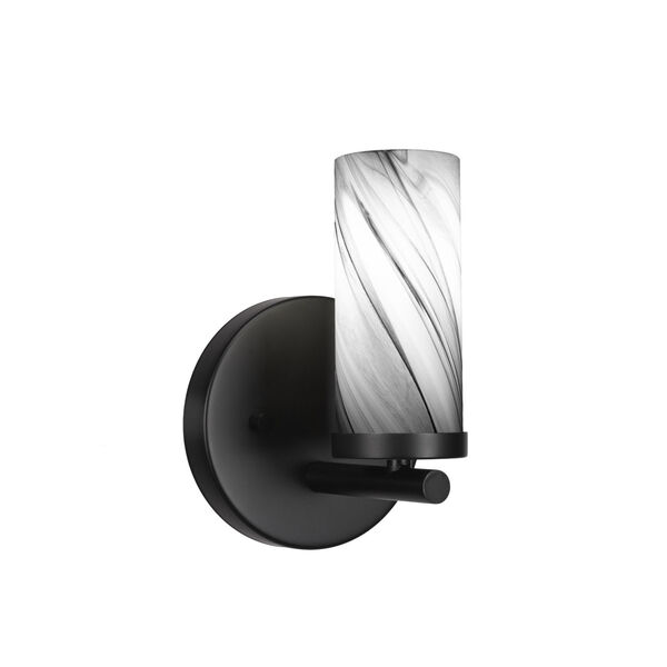 Trinity Matte Black One-Light Wall Sconce with Onyx Swirl Glass, image 1