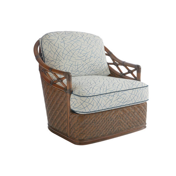 Bali Hai Brown, Ivory and Blue Diamon Cove Swivel Chair, image 1
