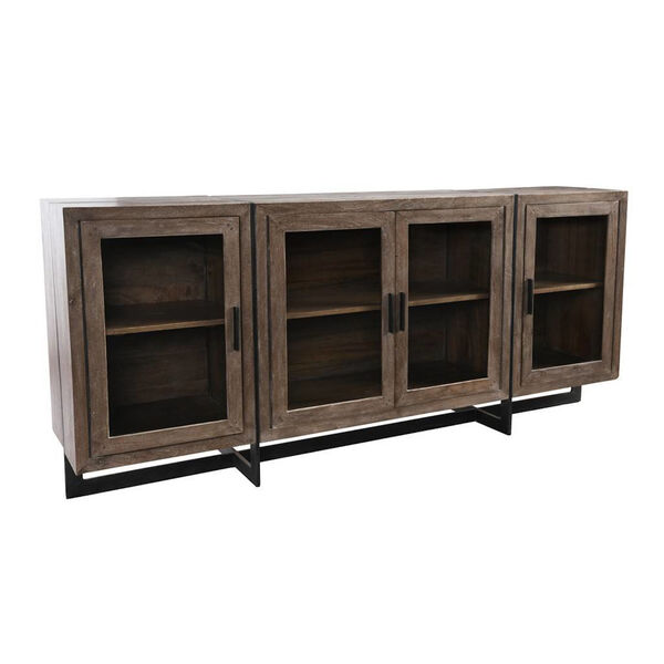 York Natural and Black Sideboard with Four Doors, image 1