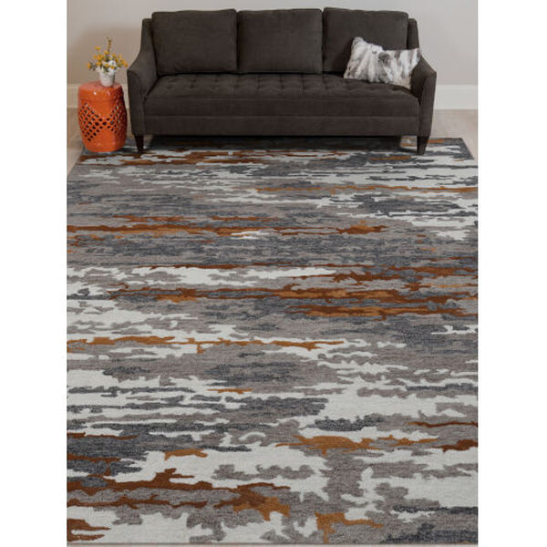 Abstract Gray Wool Rectangle 8 Ft. x 10 Ft. Rug, image 2