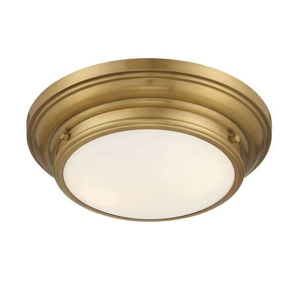Whittier Natural Brass Two-Light Flush Mount with Round Glass, image 4