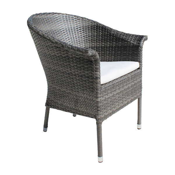 Ultra Cast Silver Stackable Woven Armchair with Cushion, image 1