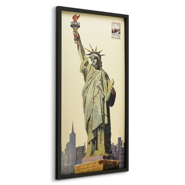 Black Framed Lady Liberty Dimensional Collage Graphic Glass Wall Art, image 3