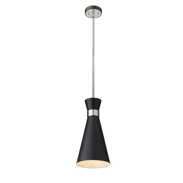 Soriano Matte Black and Brushed Nickel 8-Inch One-Light Pendant, image 5