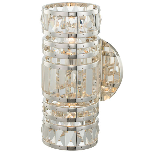 Strato Polished Silver Two-Light Wall Sconce with Firenze Crystal, image 1