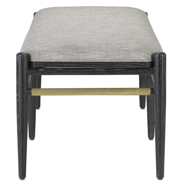 Visby Cerused Black and Brushed Brass Smoke Fabric Bench, image 5