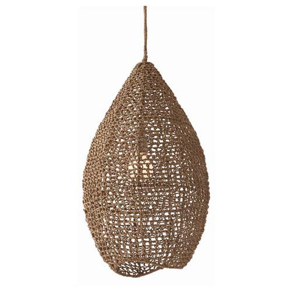 Evers Natural One Light Ceiling Pendant with Teardrop Shade, image 1
