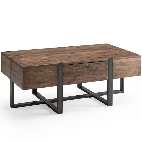 Fulton Industrial Farmhouse Reclaimed Wood Condo Rectangular Coffee Table in Rustic Honey, image 1