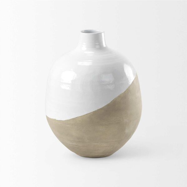 Amos White and Beige Blocked Ceramic Floor Vase, image 3
