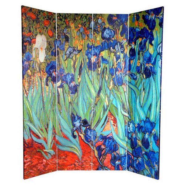 Van Goghs Irises and Starry Night Art Print Room Divider Floor Screen, Width - 64 Inches, image 2
