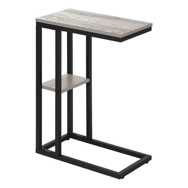 Grey and Black End Table with Shelf, image 1