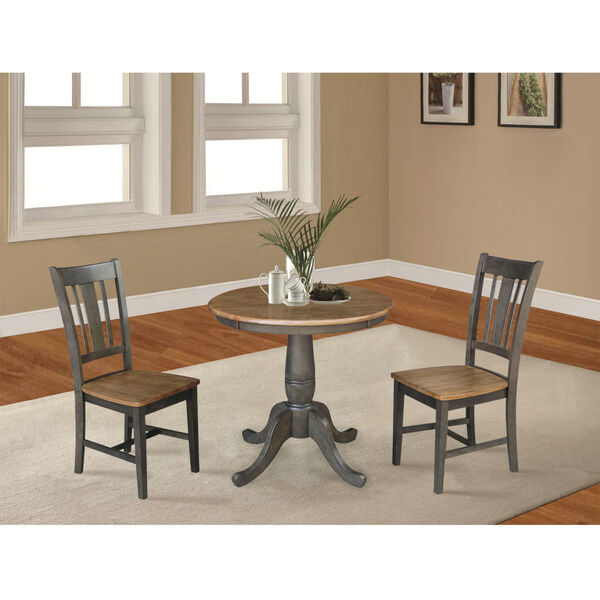 San Remo Hickory and Washed Coal 30-Inch Round Top Pedestal Table With Two Chairs, Three-Piece, image 2