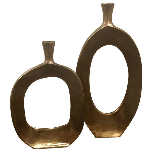 Kyler Textured Bronze Vase, Set of Two, image 1