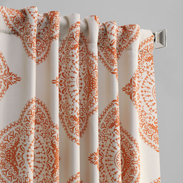 Henna Orange and Beige Patterned Blackout Single Curtain Panel 50 x 84, image 3