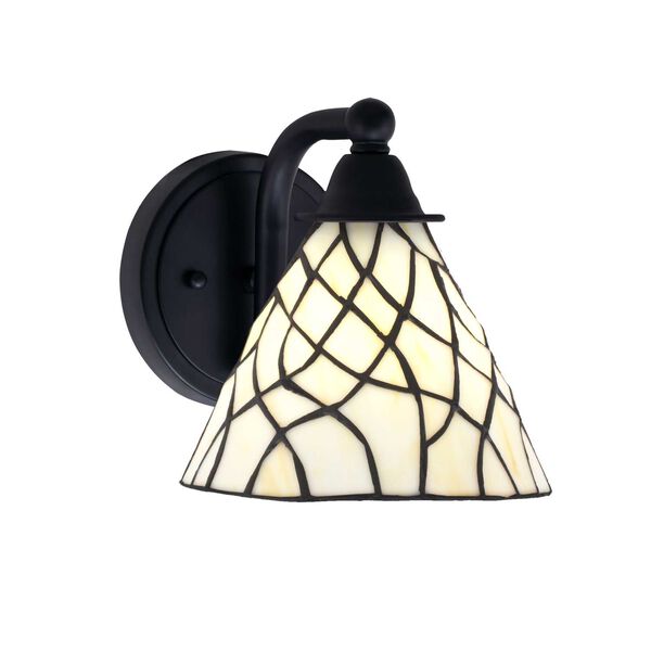 Paramount Matte Black One-Light Wall Sconce with Seven-Inch Sandhill Art Glass, image 1
