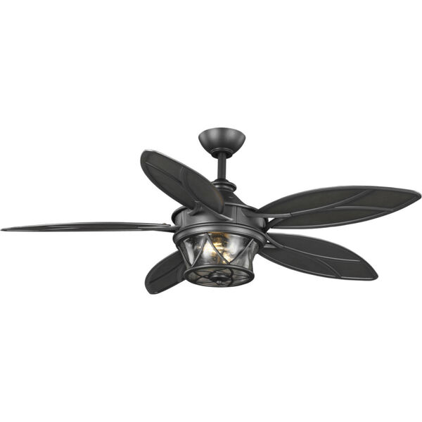 Alfresco Blistered Iron 54-Inch Two-Light Ceiling Fan with Clear Seeded Shade, image 1