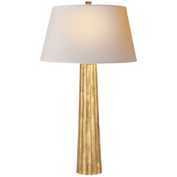 Fluted Spire Large Table Lamp in Gilded Iron with Natural Paper Shade by Chapman and Myers, image 1