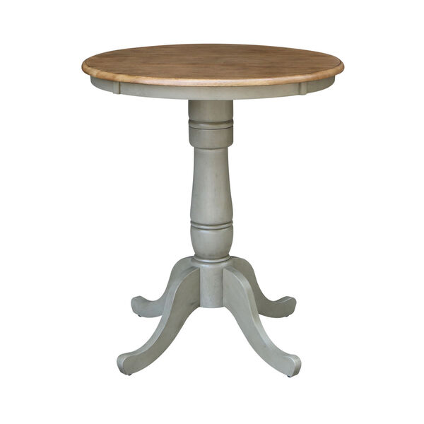 Emily Hickory and Stone 30-Inch Pedestal Gathering Height Table With Counter Height Stools, Three-Piece, image 4