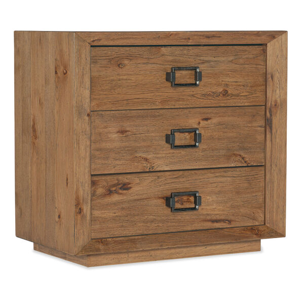 Big Sky Vintage Natural and Brushed Bronze 32-Inch Three-Drawer Nightstand, image 1
