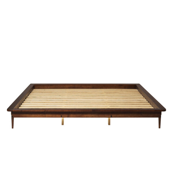 Walnut Wooden King Platform Bed, image 4