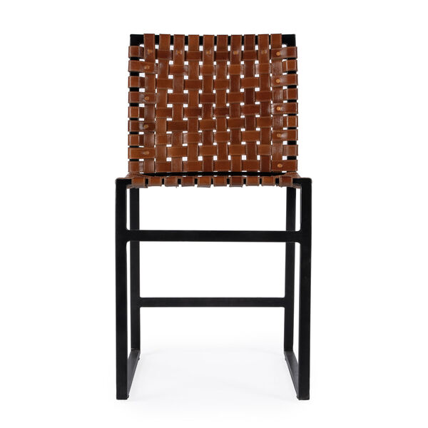 Urban Brown Woven Leather Side Chair, image 5