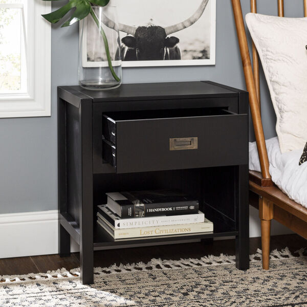 Lydia Black Nightstand with One Drawer, image 1
