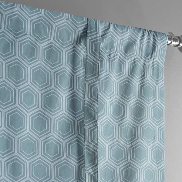 Honeycomb Ripple Aqua Printed Cotton Tie-Up Window Shade Single Panel, image 5