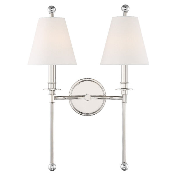 Riverdale Polished Nickel 15-Inch Two-Light Wall Sconce, image 1