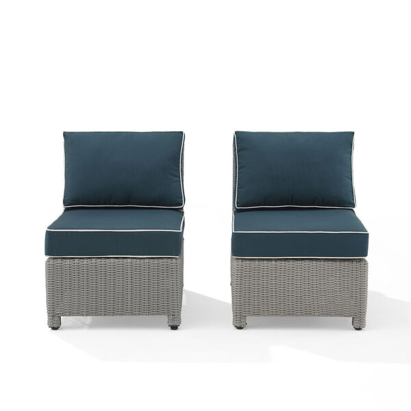 Bradenton Gray and Navy Outdoor Wicker Chair, Set of 2, image 4