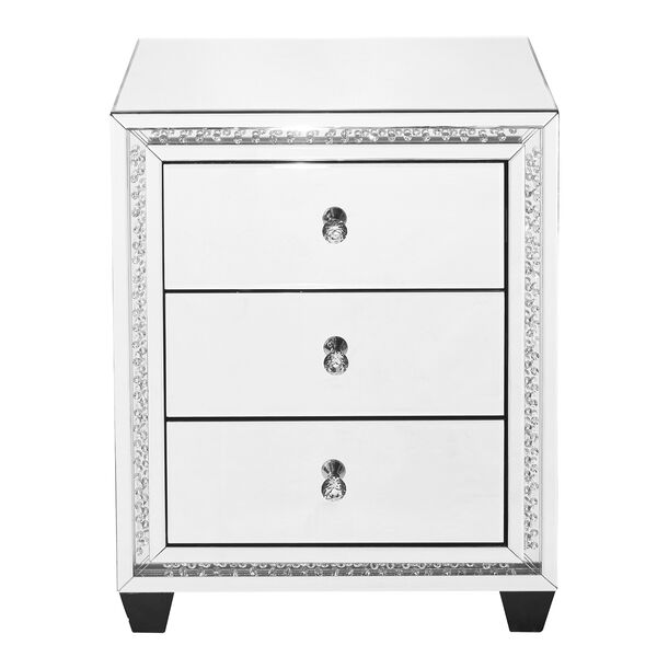 Modern Mirrored 27-Inch Crystal Bedside Table, image 1