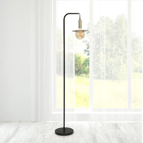 Maize Black and Antique Brass One-Light Floor Lamp, image 4