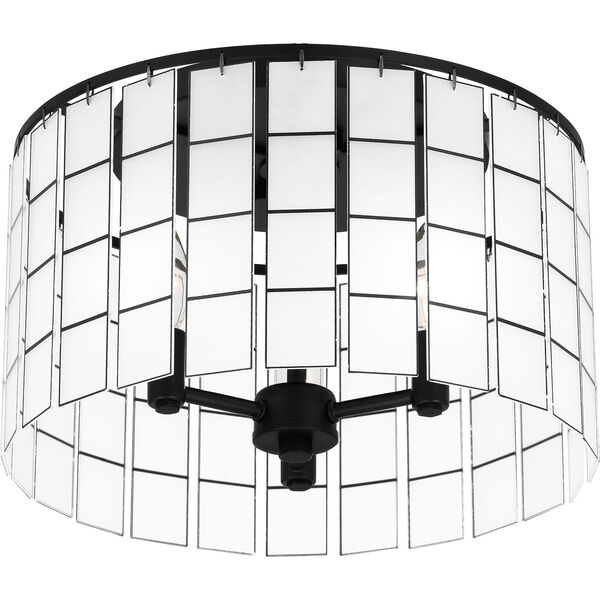 Seigler Matte Black Three-Light Semi-Flush Mount with Etched Glass Panels, image 6