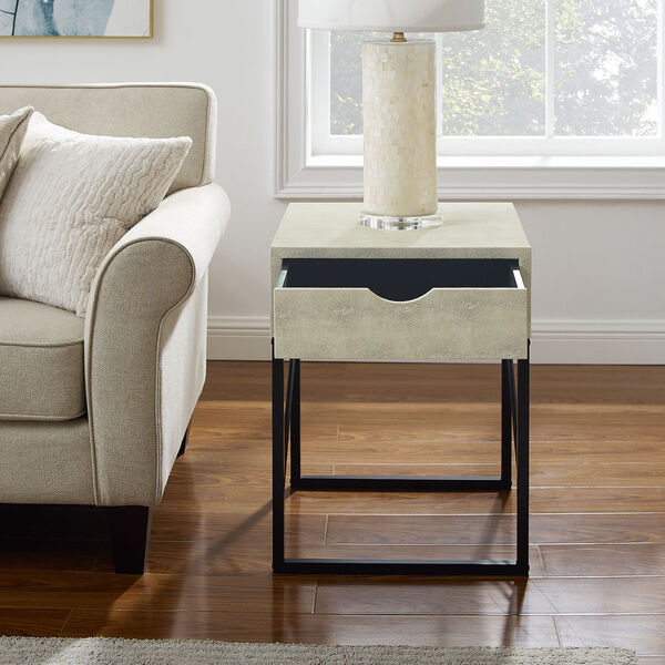 Off White and Black Side Table with One Drawer, image 6