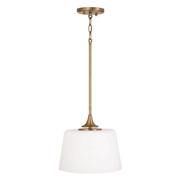 Presley Aged Brass One-Light Semi Flush Mount with Soft White Glass, image 2